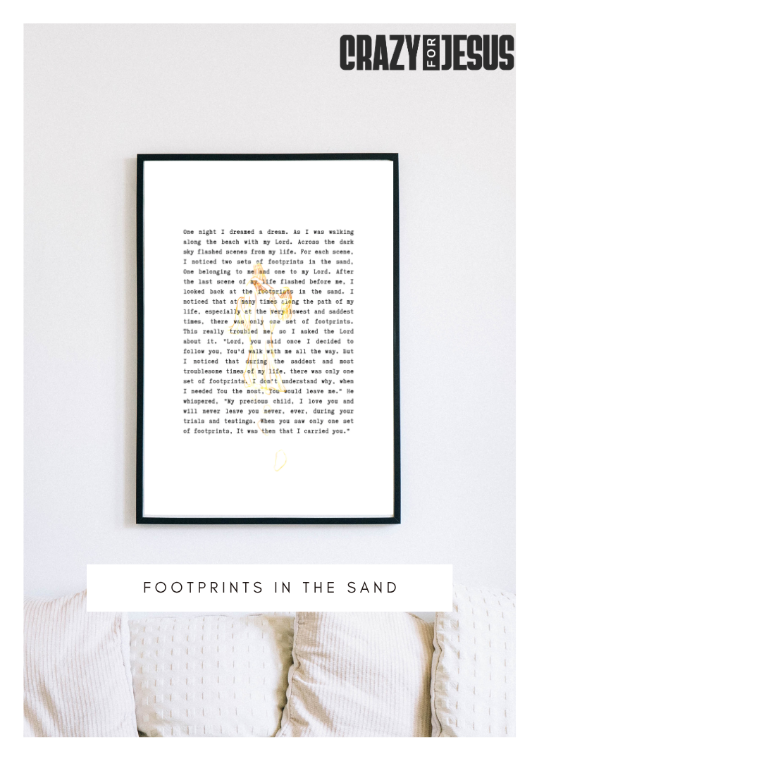 Footprints in the Sand | Typewriter Font | Jesus holding You | Faith Designs | Wall Art | Gifts | Hope | Black and Gold | Digital Download
